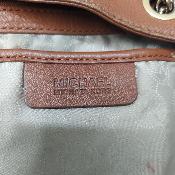 Michael Kors Brown Leather Chain Strap Crossbody Shoulder Bag - Picture 12 of 16
